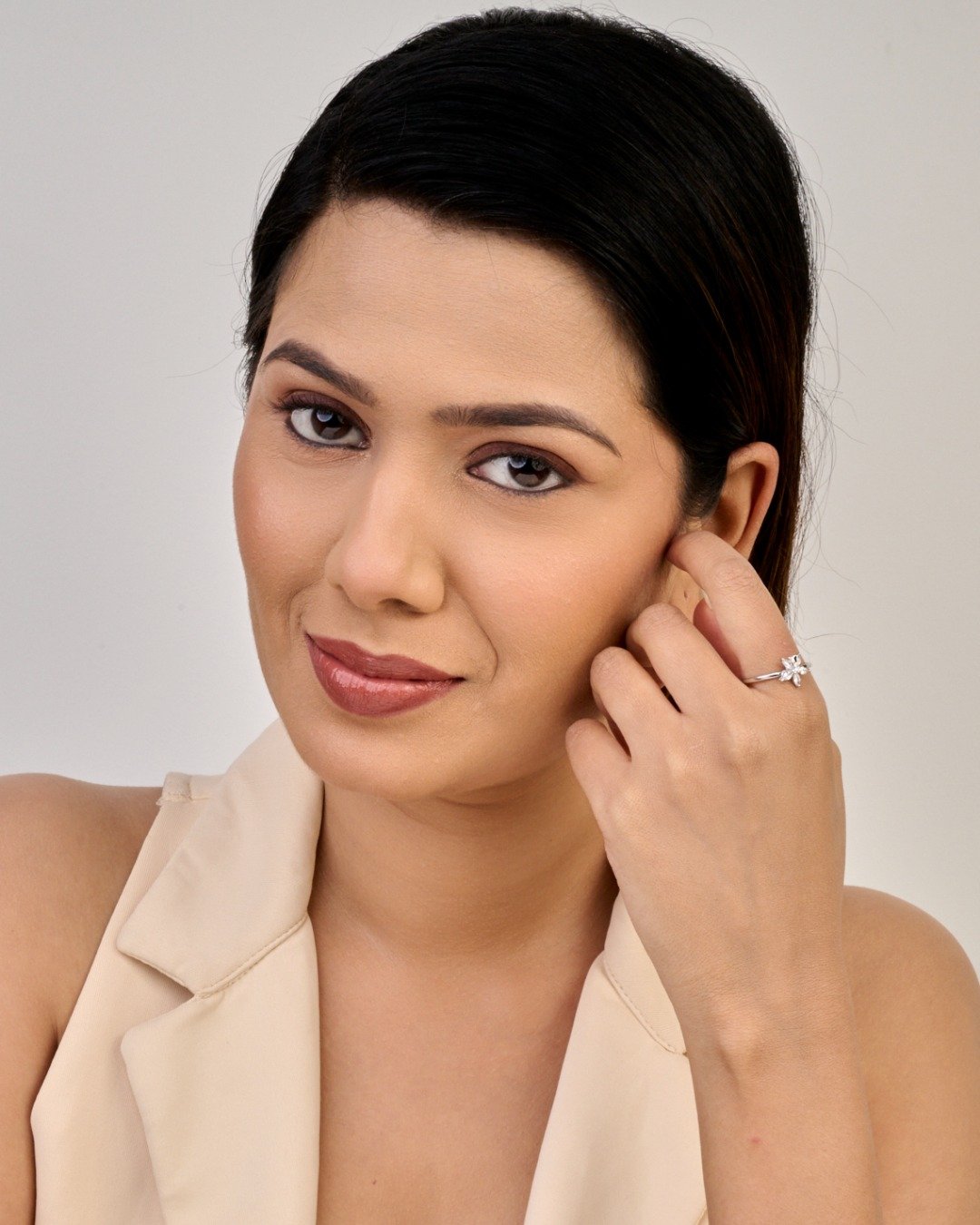 Floral Spark Marquise Ring – 925 Sterling Silver — view 3