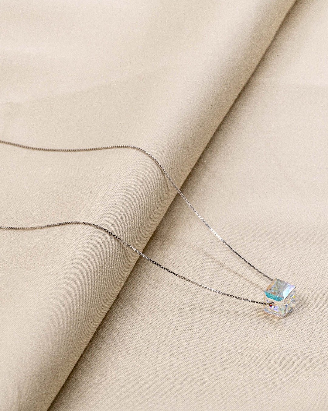 Prism Cube Minimal Pendant Necklace – 925 Sterling Silver