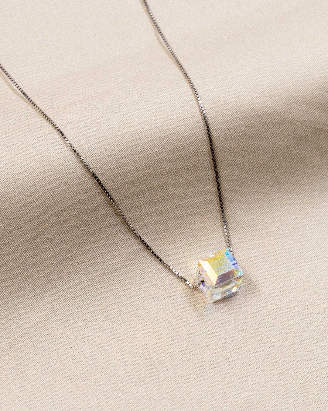 Prism Cube Minimal Pendant Necklace – 925 Sterling Silver — view 5