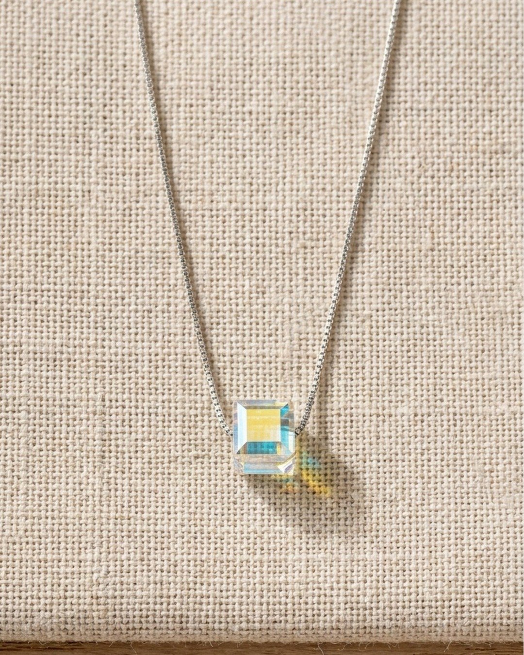 Prism Cube Minimal Pendant Necklace – 925 Sterling Silver — view 4