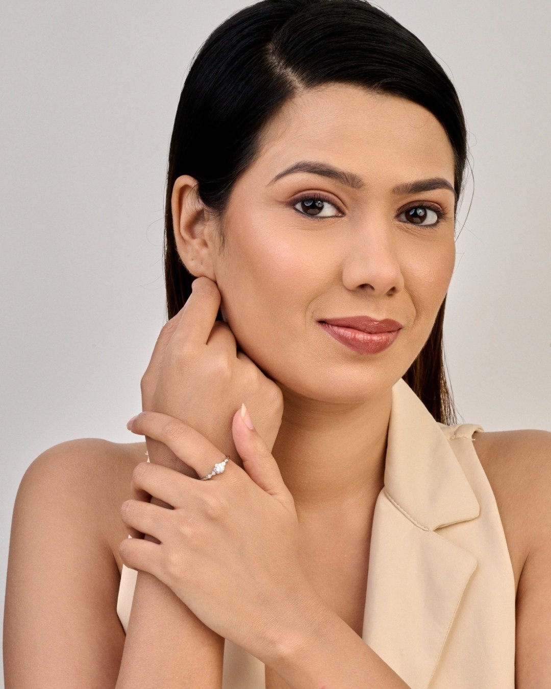 Floral Halo Spark Adjustable Ring – 925 Sterling Silver — view 3