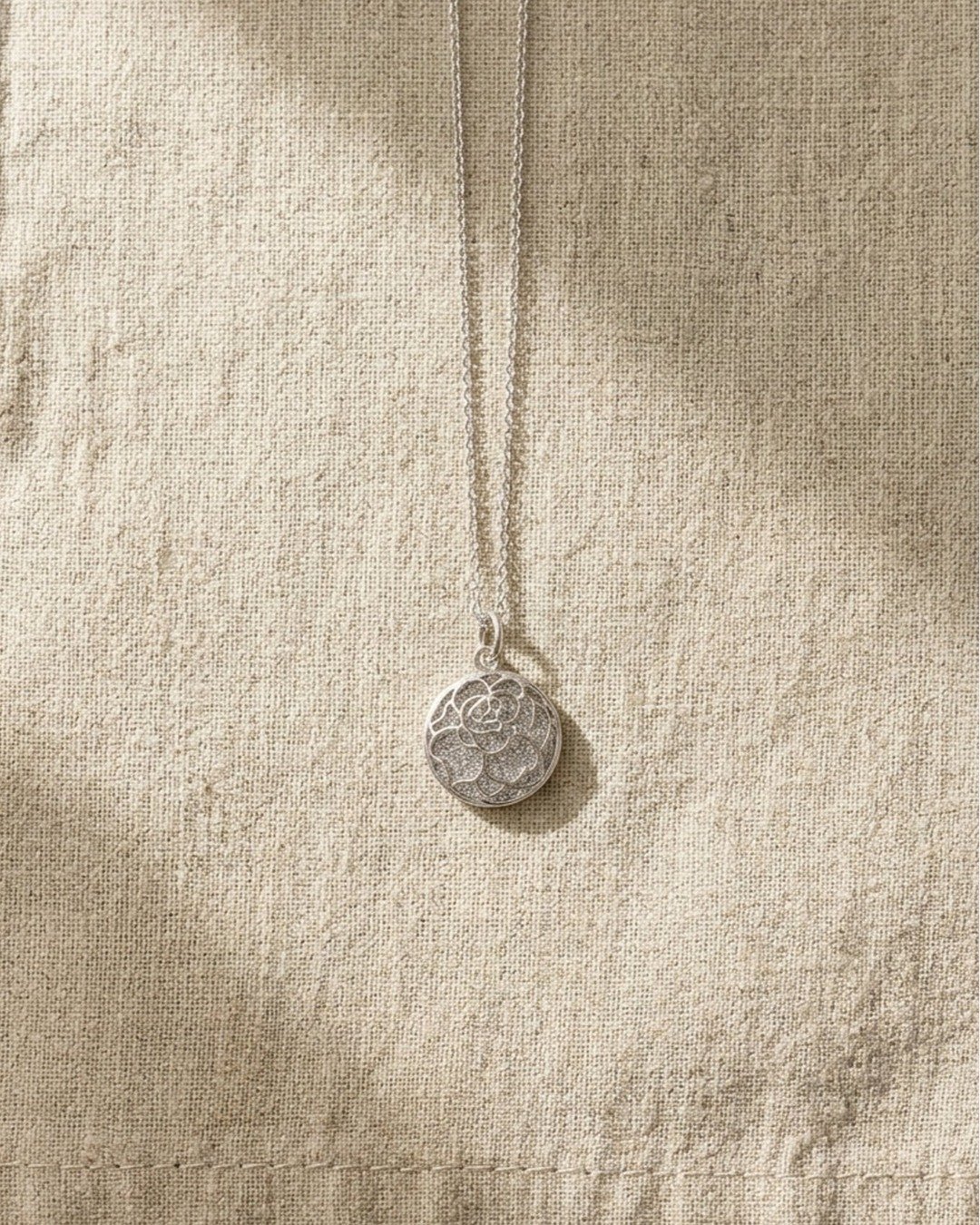 Dual Charm Floral Disc Pendant Necklace – 925 Sterling Silver — view 4