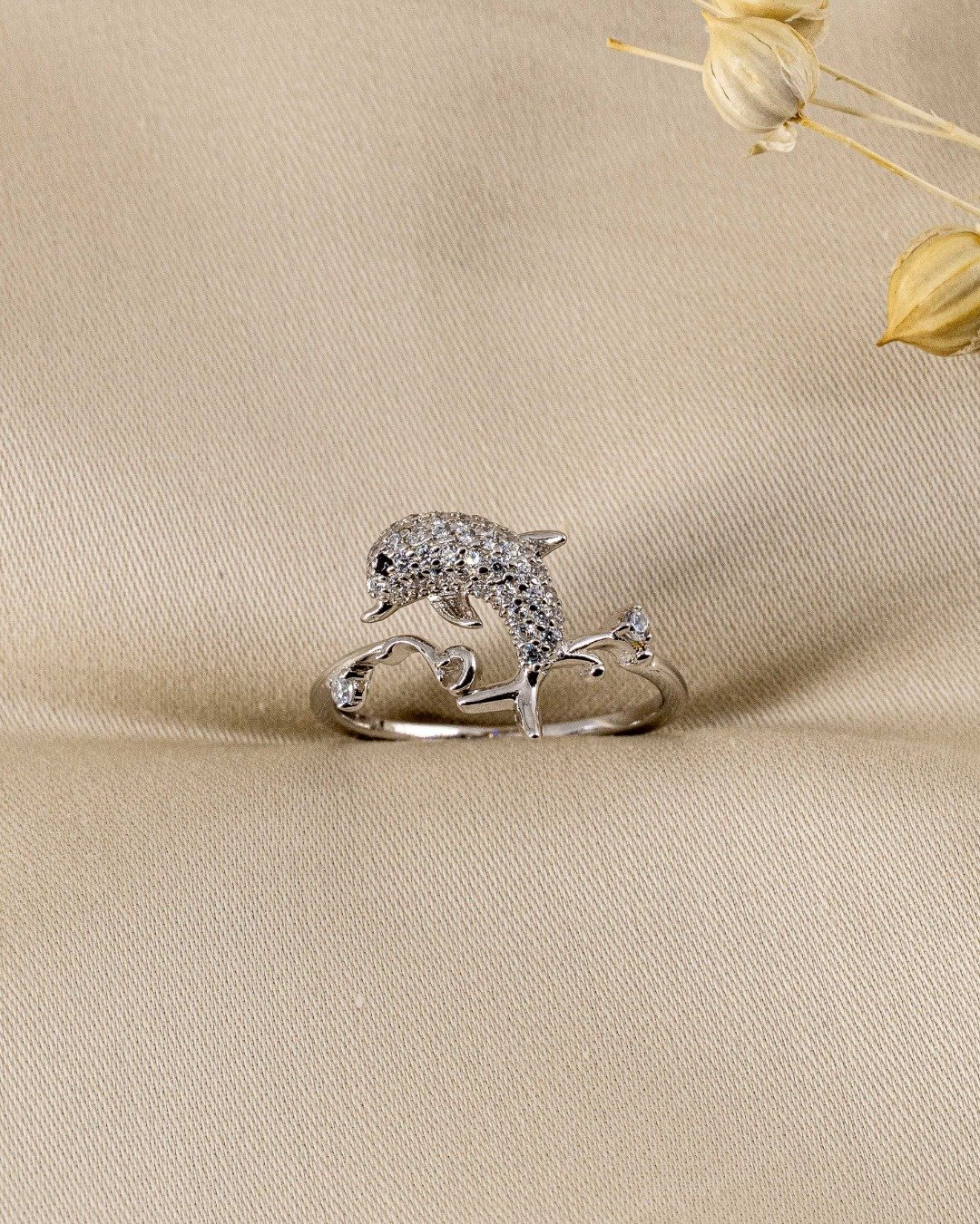 Dolphin Sparkle Adjustable Ring – 925 Sterling Silver