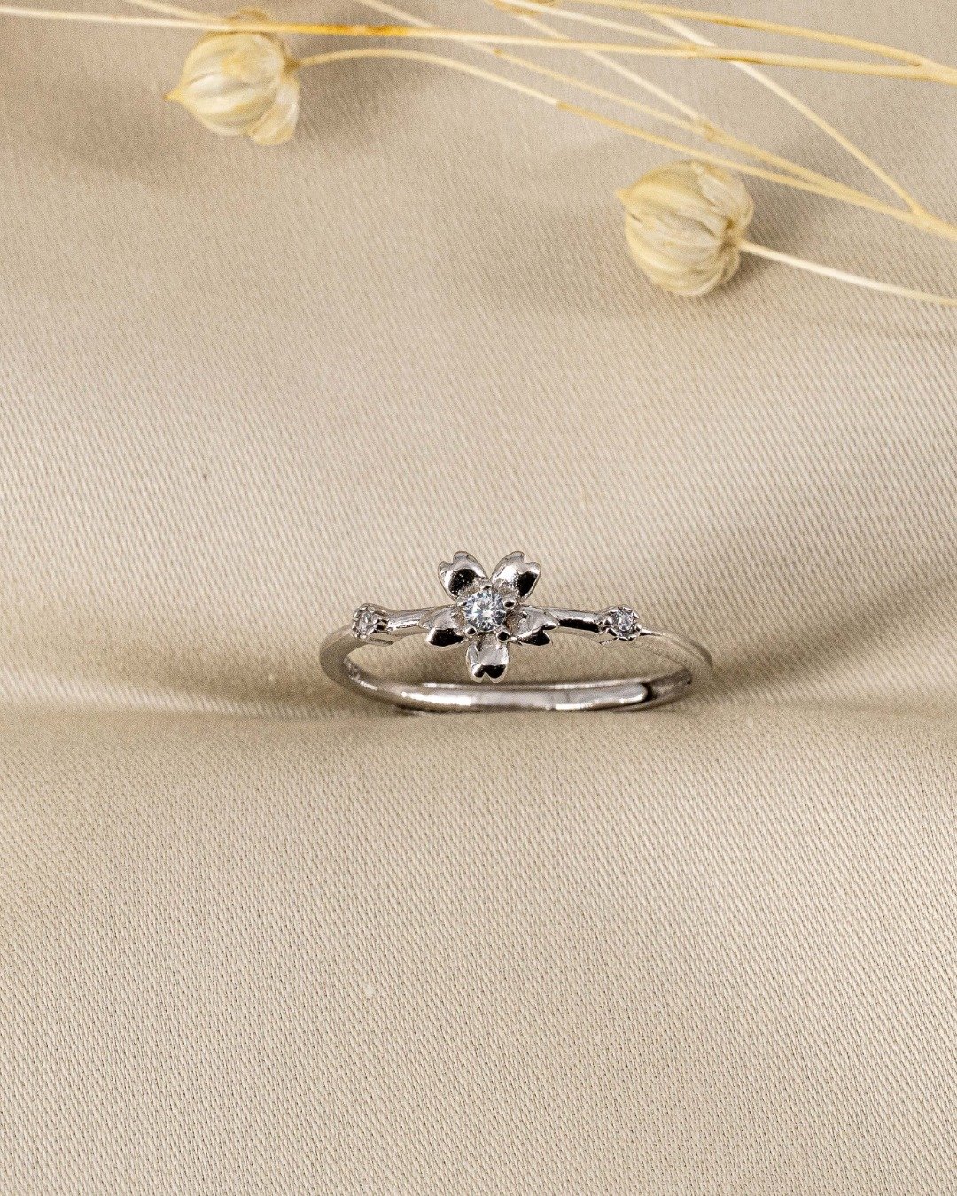 Petite Blossom Spark Adjustable Ring – 925 Sterling Silver
