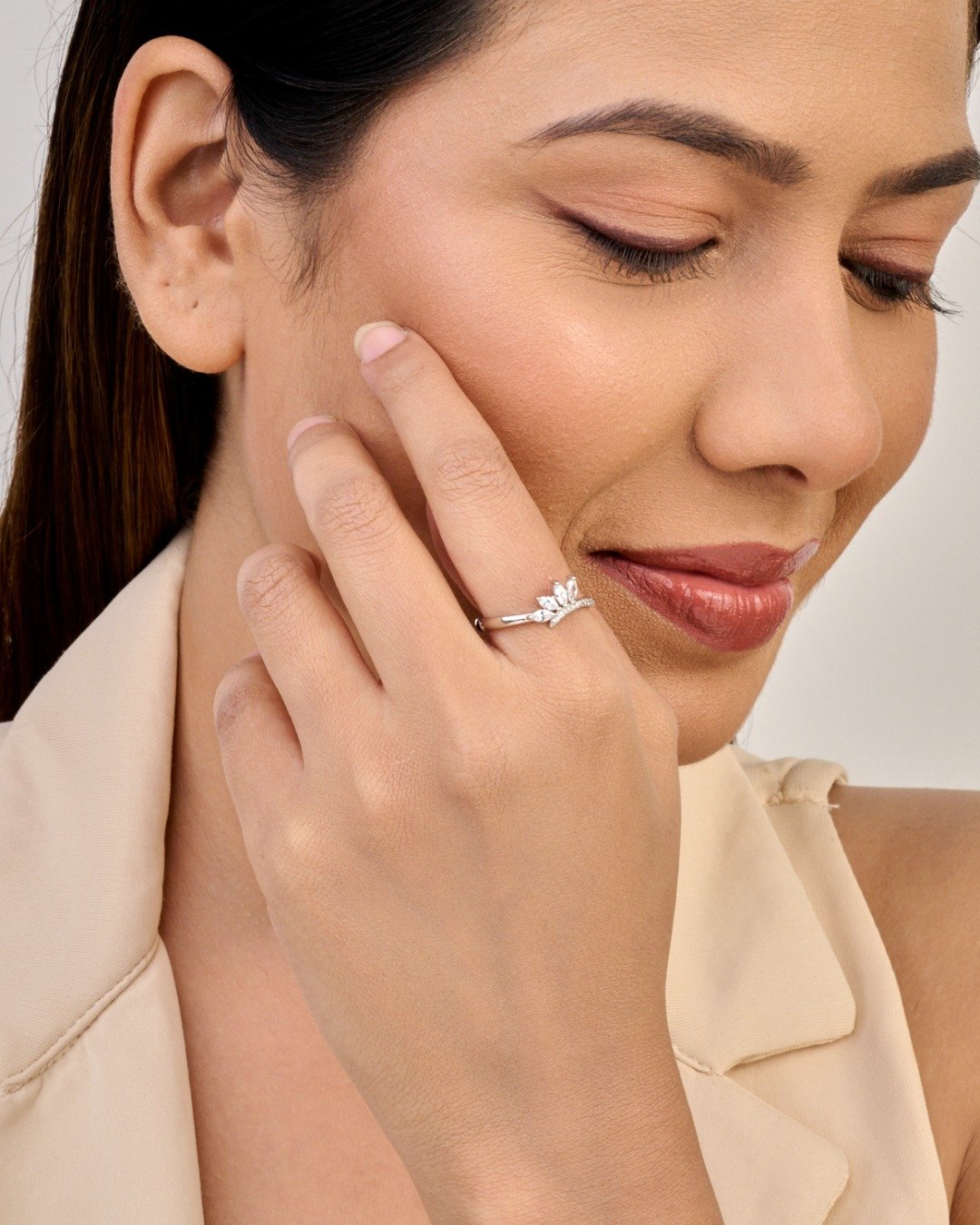 Marquise Crown Spark Adjustable Ring – 925 Sterling Silver — view 3