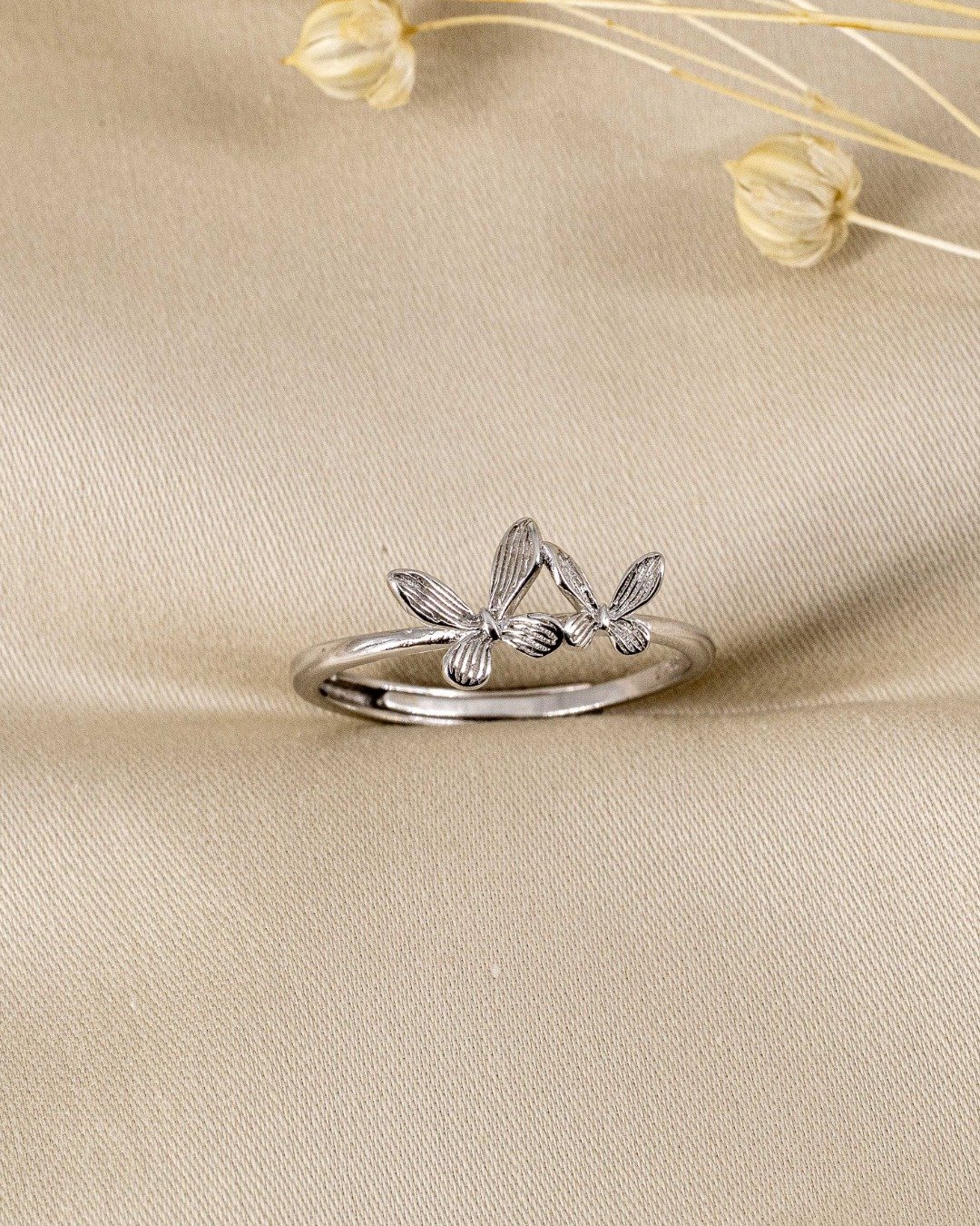 Minimal Butterfly Grace Adjustable Ring – 925 Sterling Silver