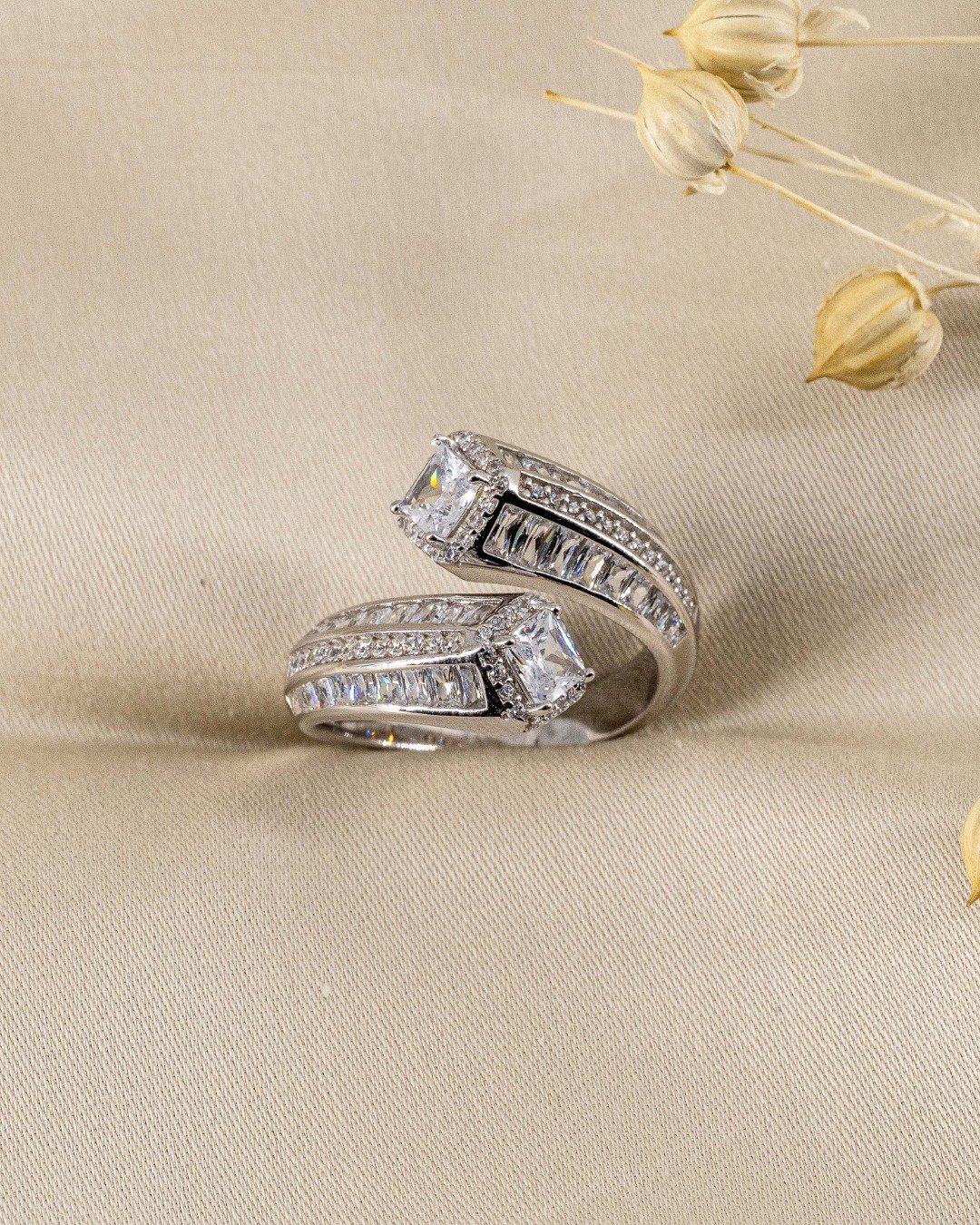 Regal Baguette Crown Adjustable Ring – 925 Sterling Silver