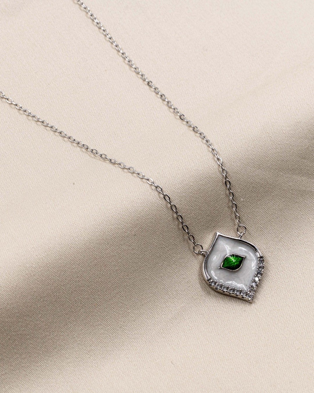 Emerald Eye Shield Pendant Necklace – 925 Sterling Silver — view 4