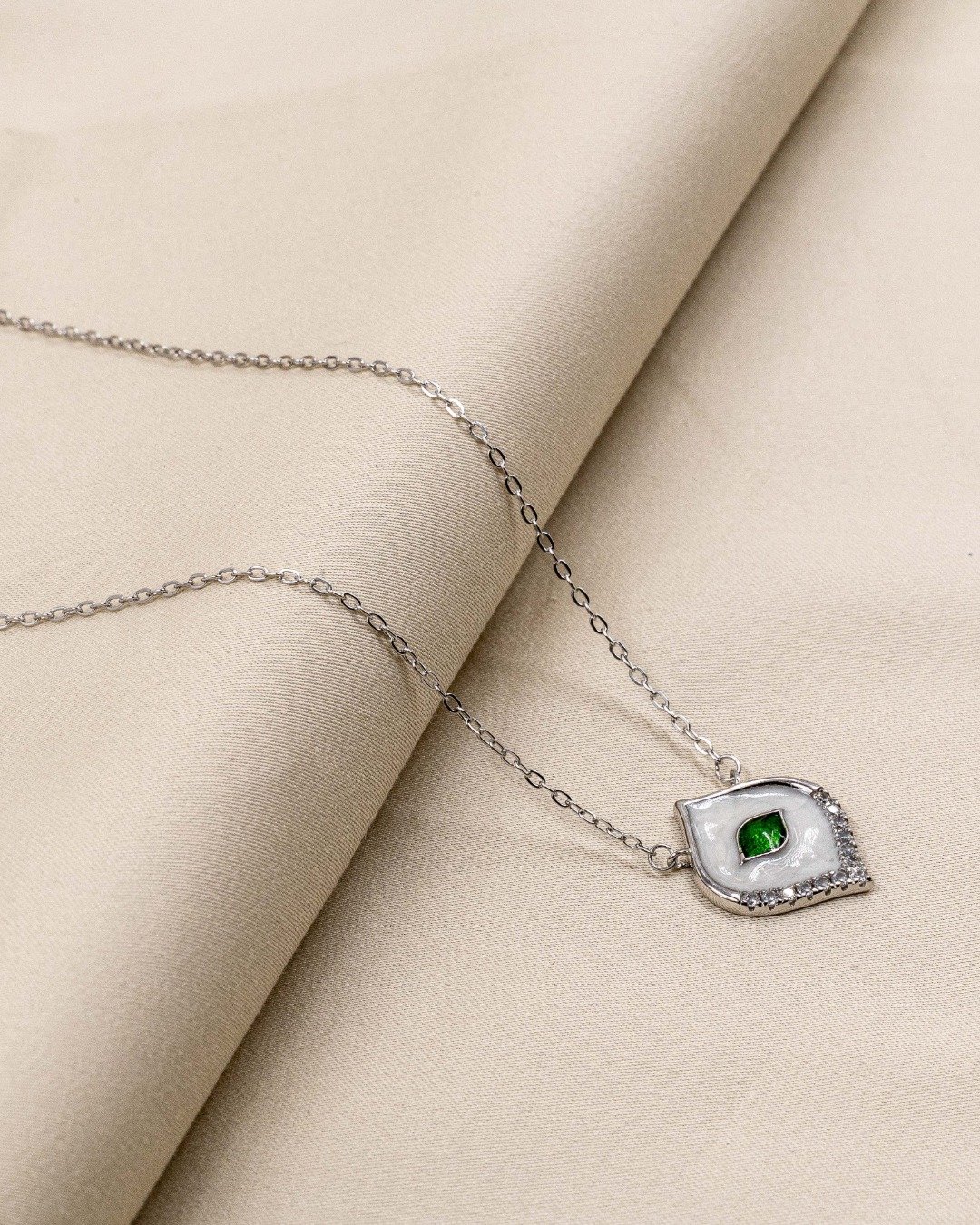 Emerald Eye Shield Pendant Necklace – 925 Sterling Silver