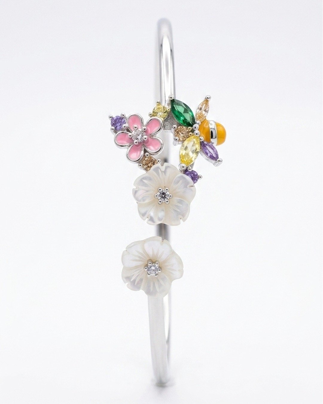 Garden Blossom Multicolor Floral Kada – 925 Sterling Silver