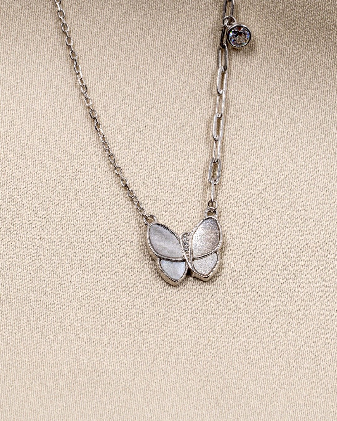 Asymmetrical Butterfly Link Necklace – 925 Sterling Silver — view 5