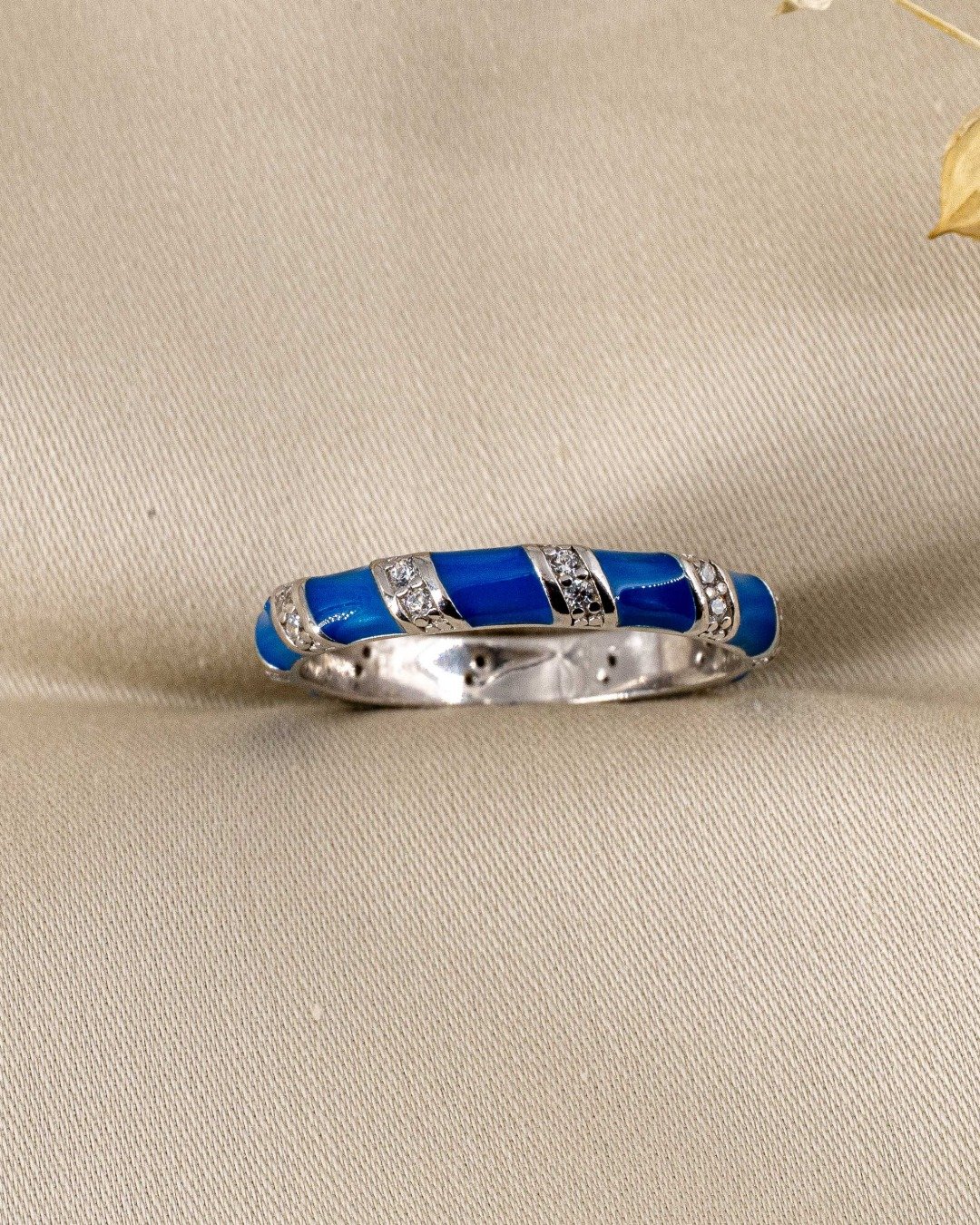 Royal Blue Enamel Band Rings 925 Sterling Silver