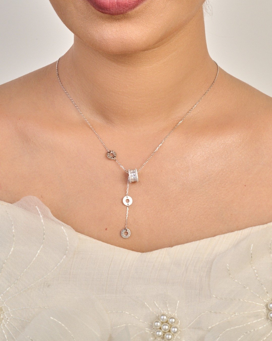 Roman Halo Drop Pendant Necklace Set – 925 Sterling Silver — view 3