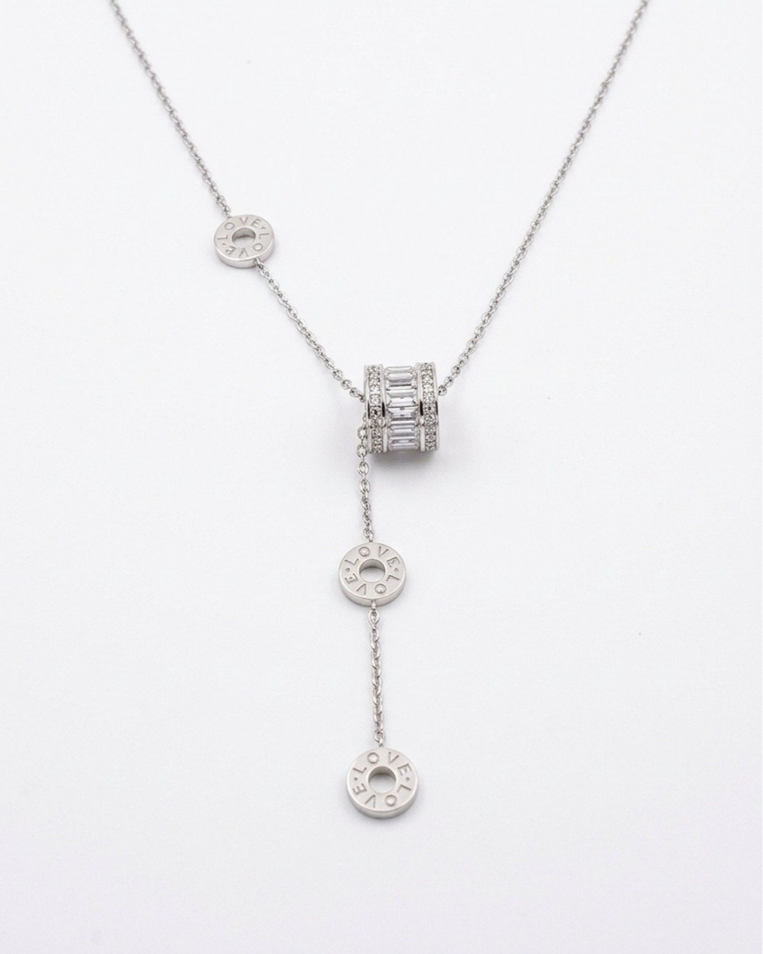 Roman Halo Drop Pendant Necklace Set – 925 Sterling Silver