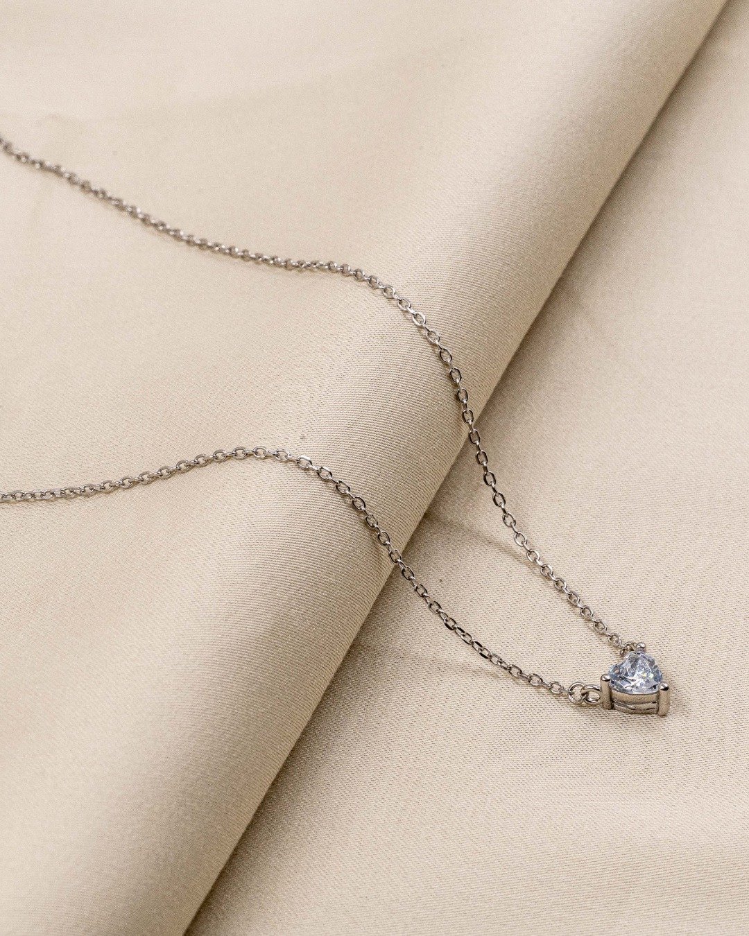 Classic Heart Solitaire Pendant Necklace Set – 925 Sterling Silver