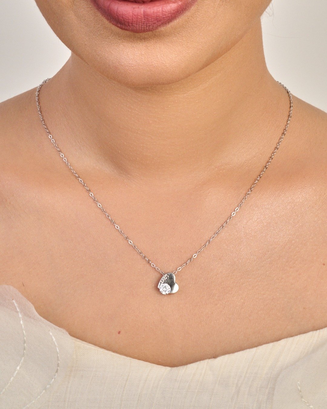 Romantic Heart Sparkle Pendant Necklace Set – 925 Sterling Silver — view 3