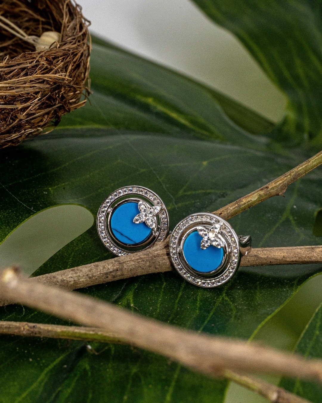 Ocean Butterfly Halo Silver Hoops — view 3