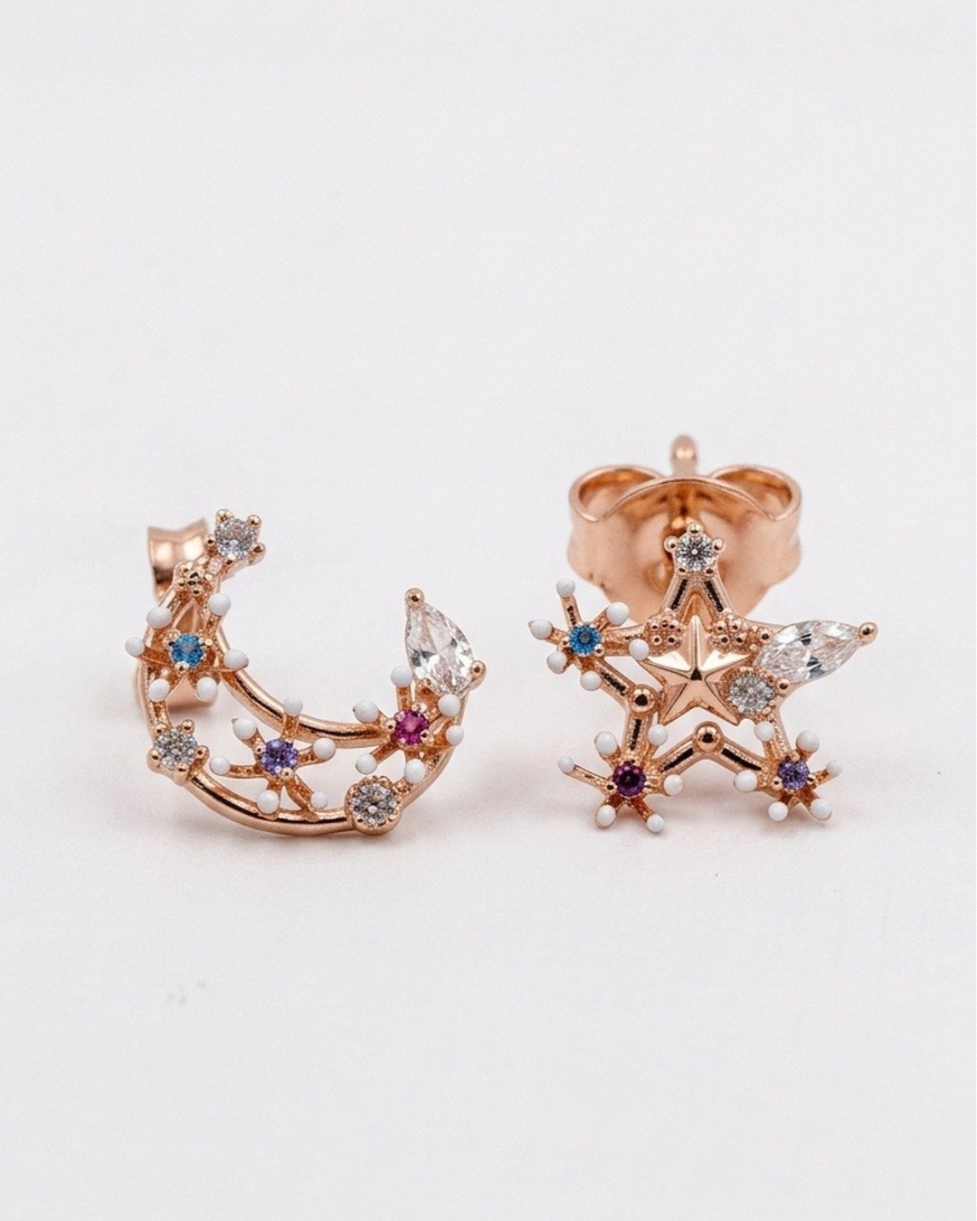Celestial Harmony Moon & Star Studs — view 6