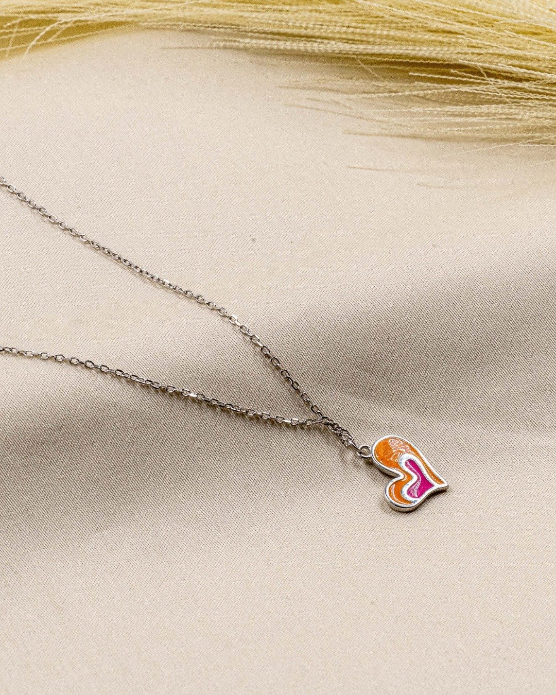 Dual Tone Heart Charm Necklace Set – 925 Sterling Silver — view 4