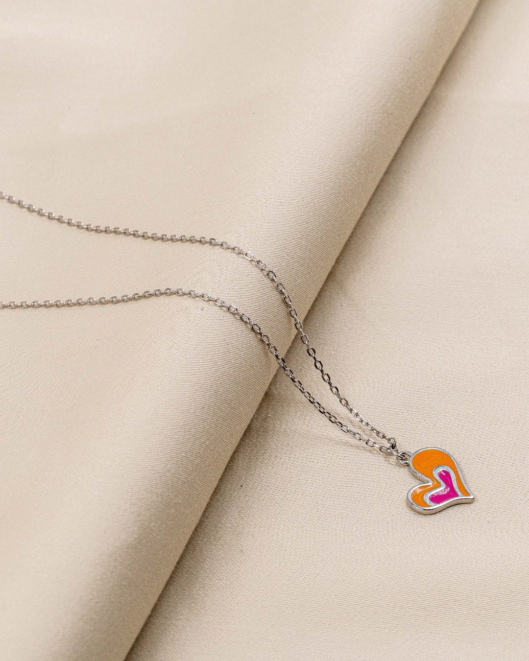 Dual Tone Heart Charm Necklace Set – 925 Sterling Silver