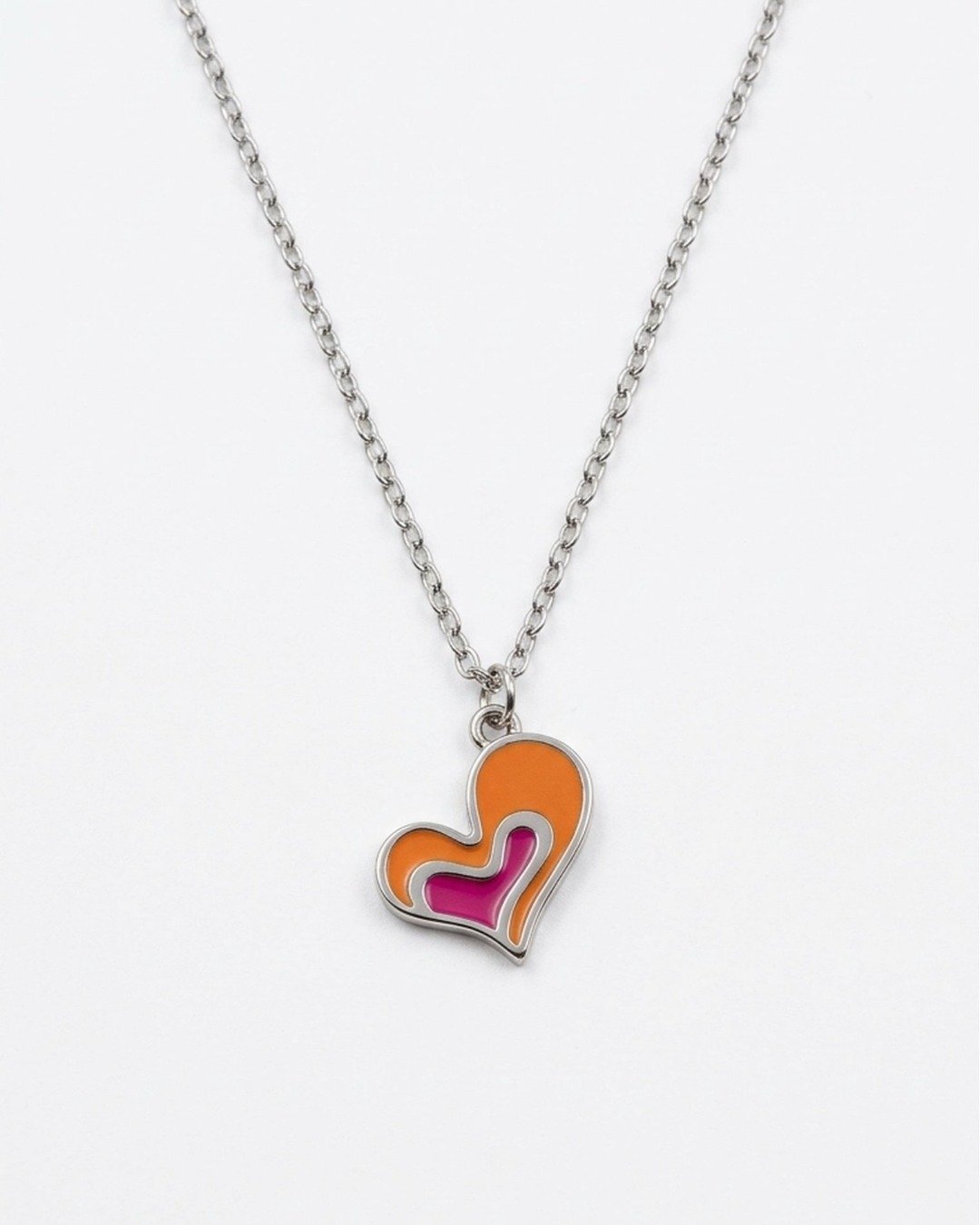 Dual Tone Heart Charm Necklace Set – 925 Sterling Silver