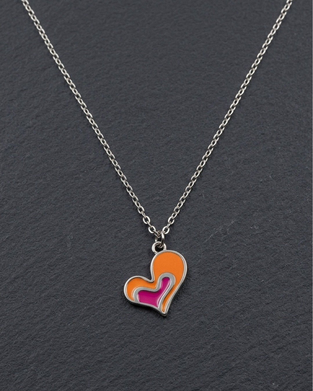 Dual Tone Heart Charm Necklace Set – 925 Sterling Silver — view 5