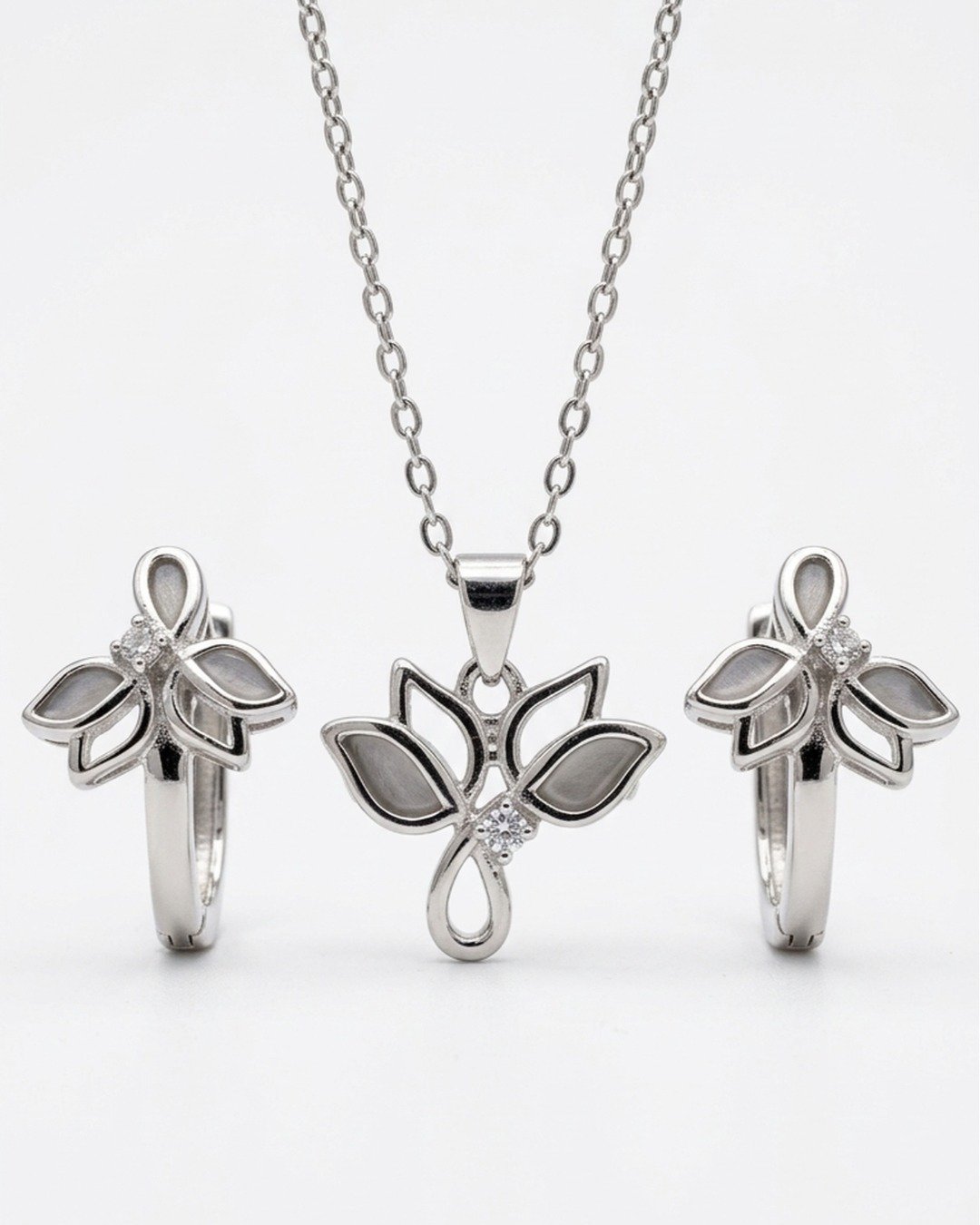 Elegant Floral Butterfly Pendant Set – 925 Sterling Silver — view 6