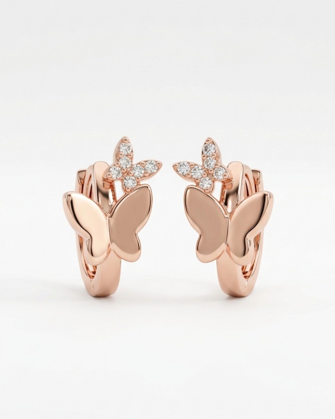 Rose Gold Butterfly Bloom Hoop Earrings - 925 Sterling Silver