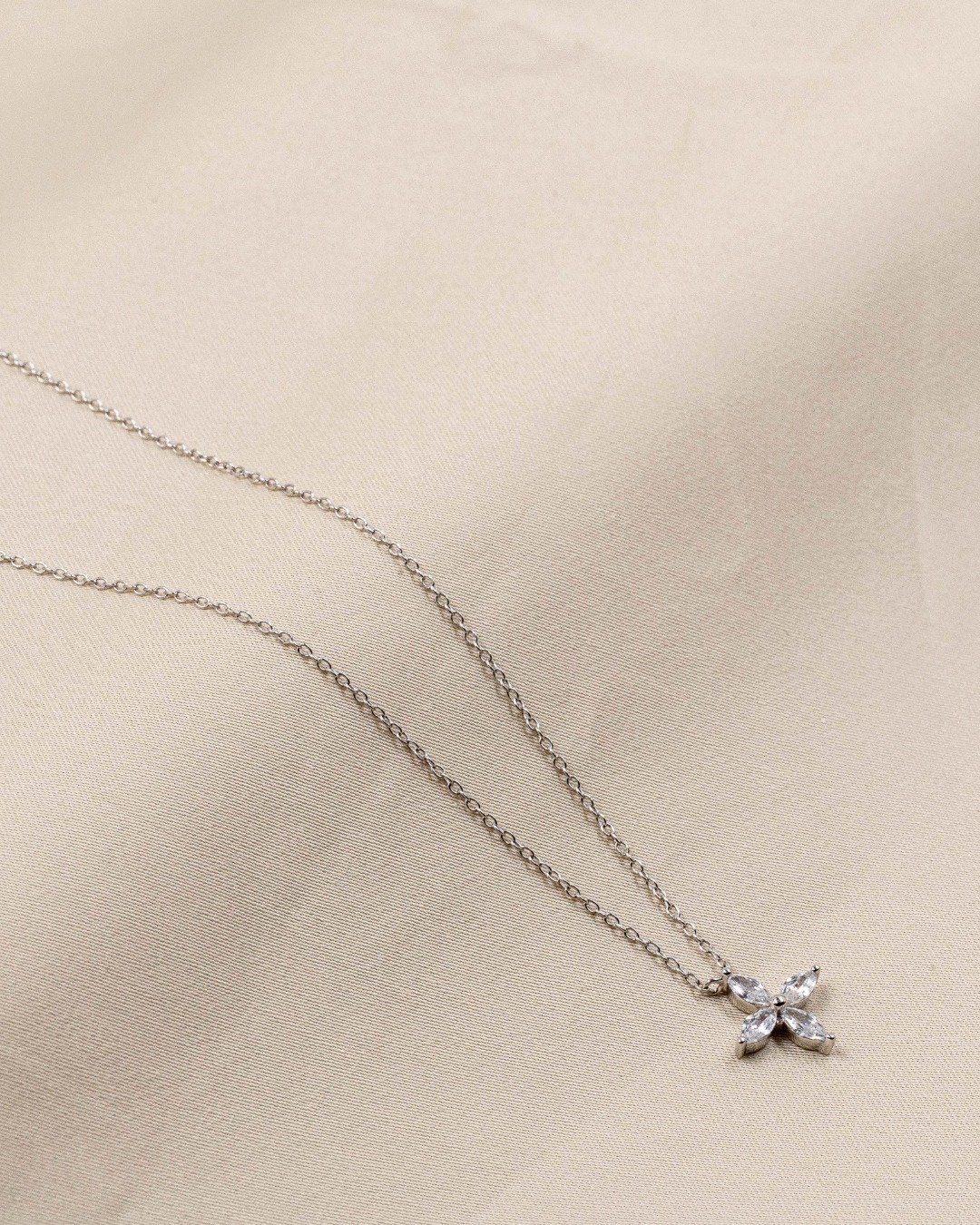 Crystal Floral Pendant Necklace – 925 Sterling Silver — view 4