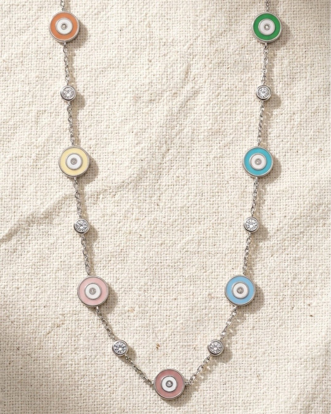 Pastel Halo Charm Station Necklace – 925 Sterling Silver — view 5
