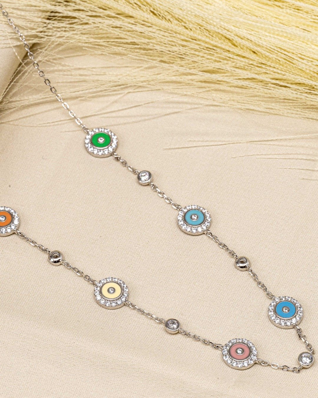 Pastel Halo Charm Station Necklace – 925 Sterling Silver — view 4