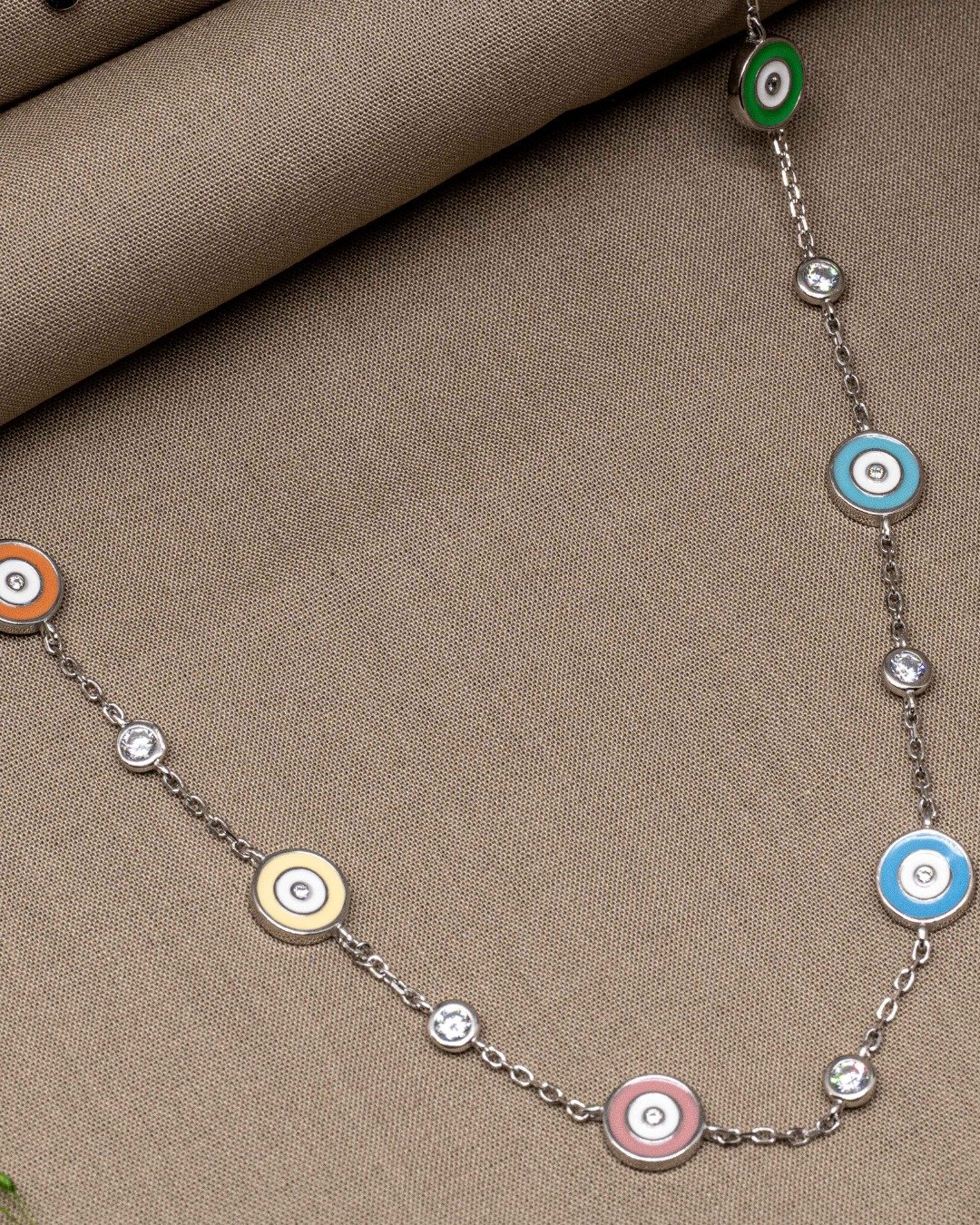 Pastel Halo Charm Station Necklace – 925 Sterling Silver