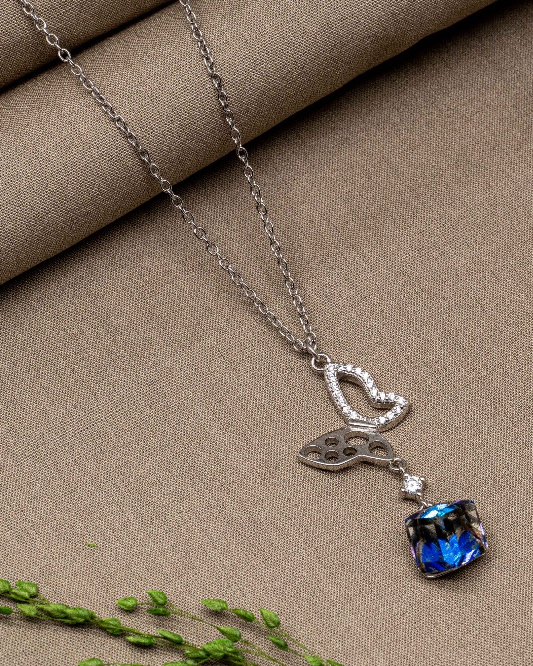 Butterfly Drift Crystal Drop Necklace Set – 925 Sterling Silver