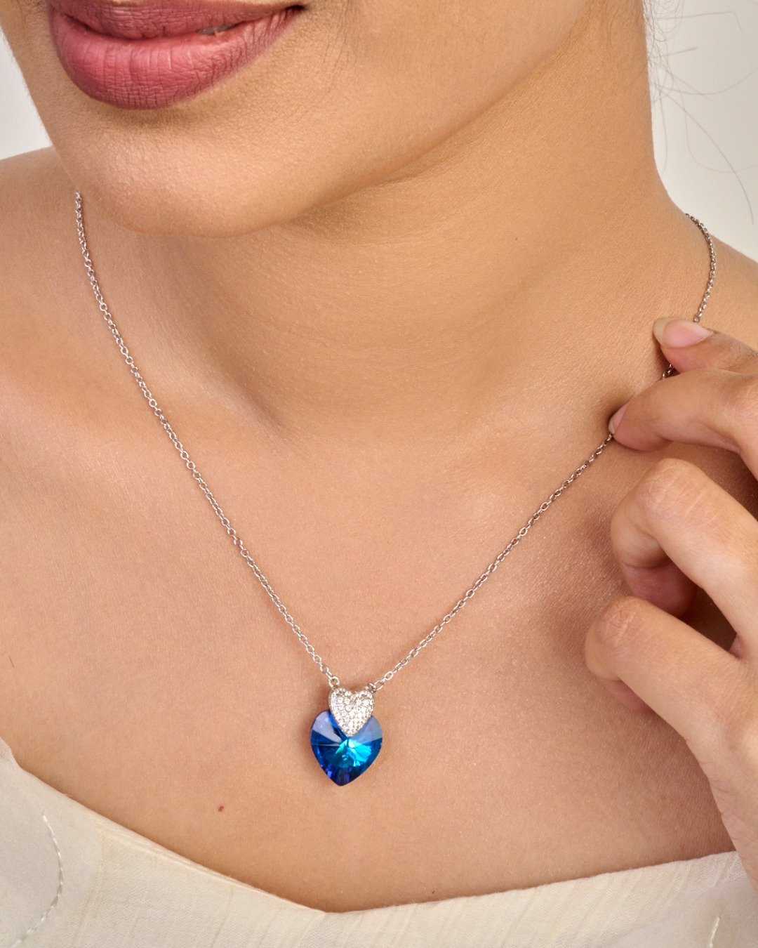 Twilight Radiance Heart Pendant Necklace Set – 925 Sterling Silver — view 3