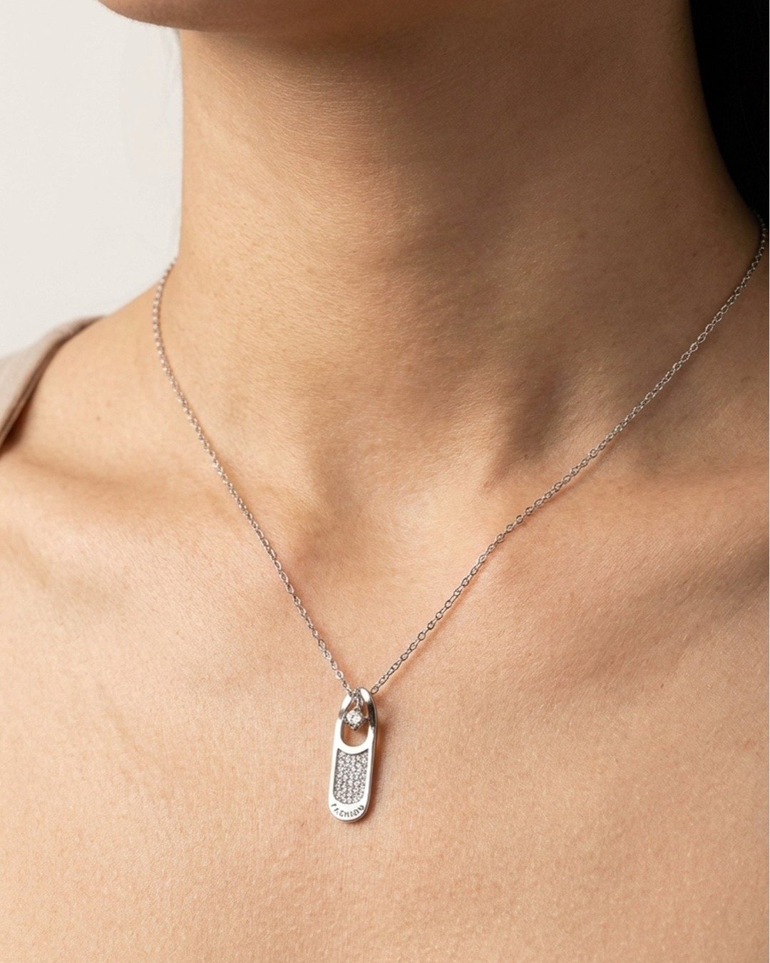 Minimal Spark Bar Charm Necklace – 925 Sterling Silver — view 4