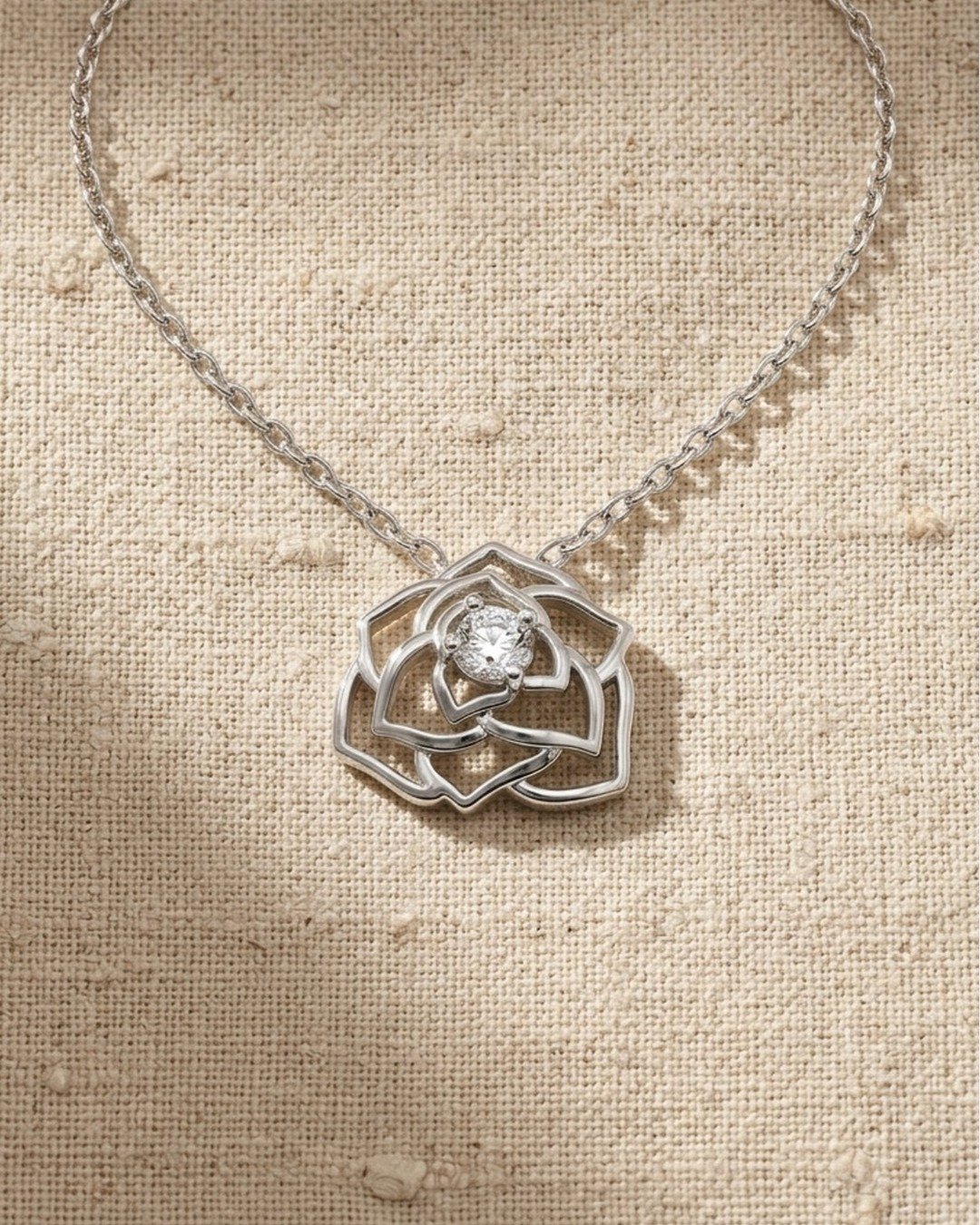 Silver Rose Bloom Pendant Necklace Set – 925 Sterling Silver — view 4
