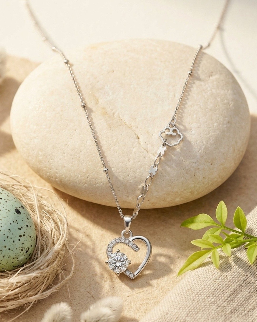 Dainty Double Heart Drop Necklace – 925 Sterling Silver — view 3