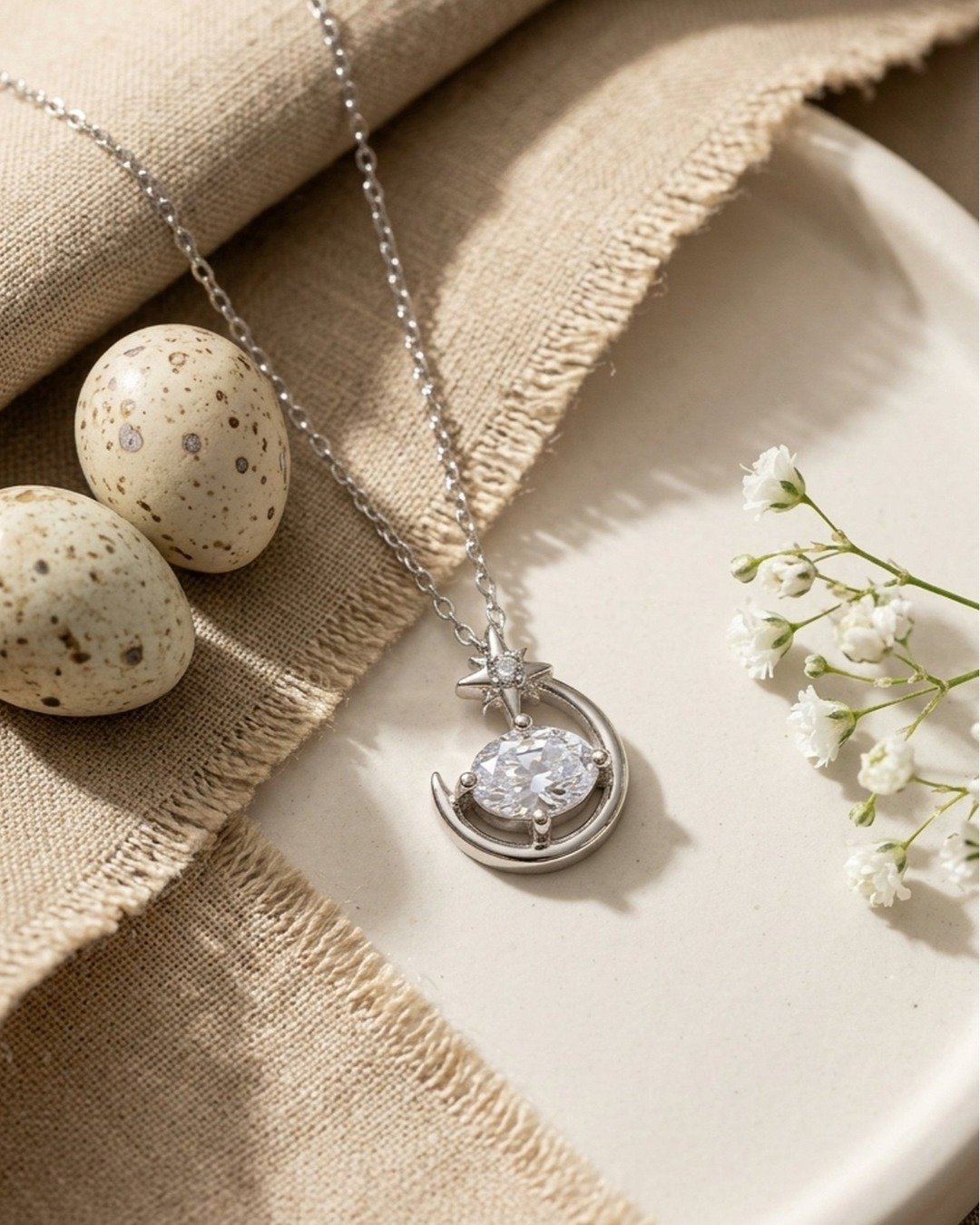 Celestial Moonlight Drop Necklace Set – 925 Sterling Silver — view 3
