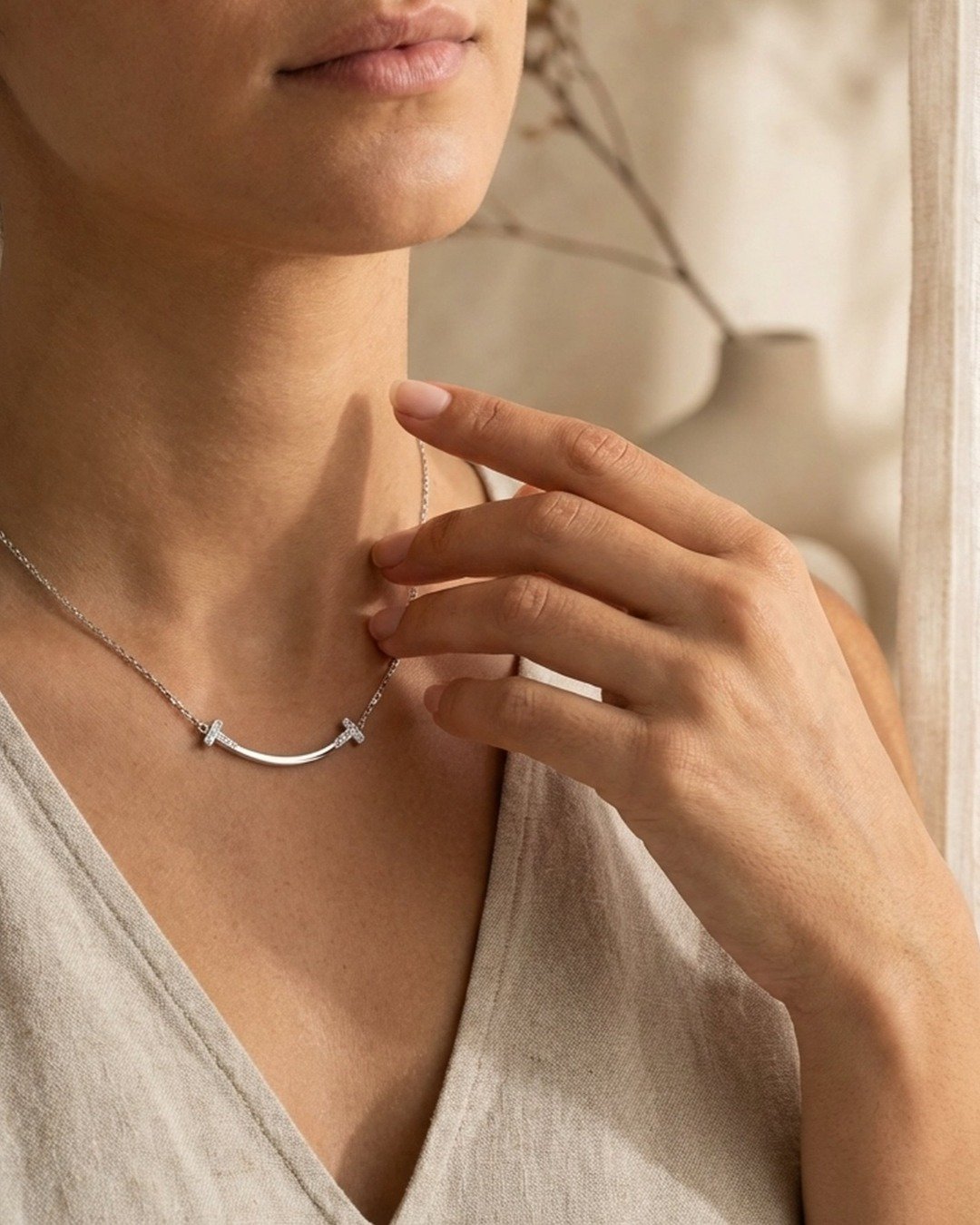 Minimal Curve Bar Necklace Set – 925 Sterling Silver — view 3