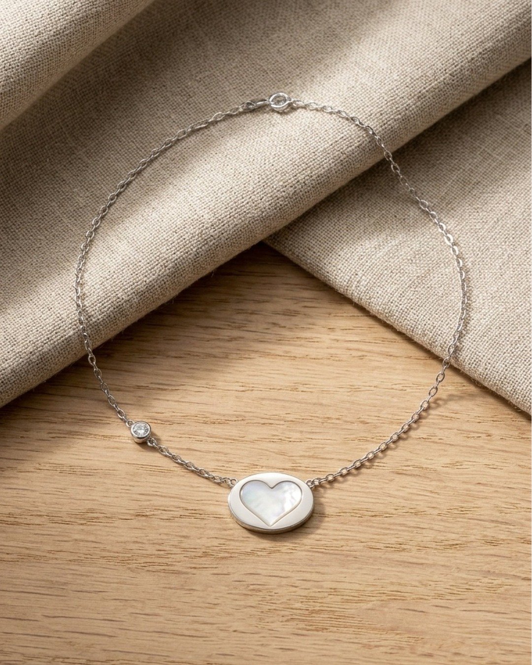 Minimal Double Heart Drop Necklace Set – 925 Sterling Silver — view 4
