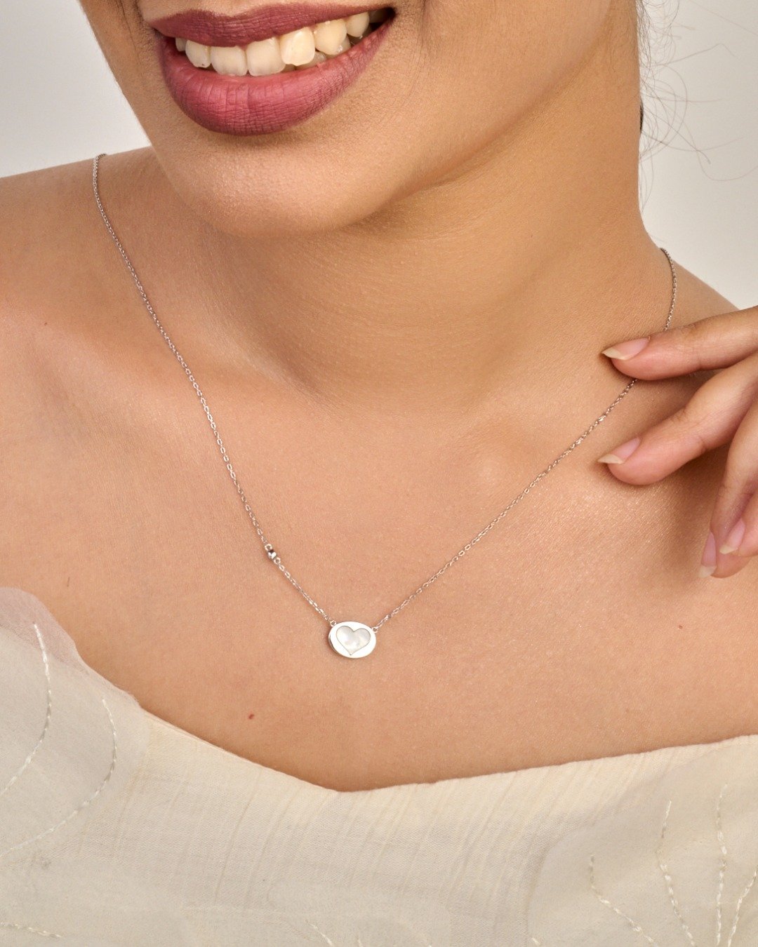 Minimal Double Heart Drop Necklace Set – 925 Sterling Silver — view 3