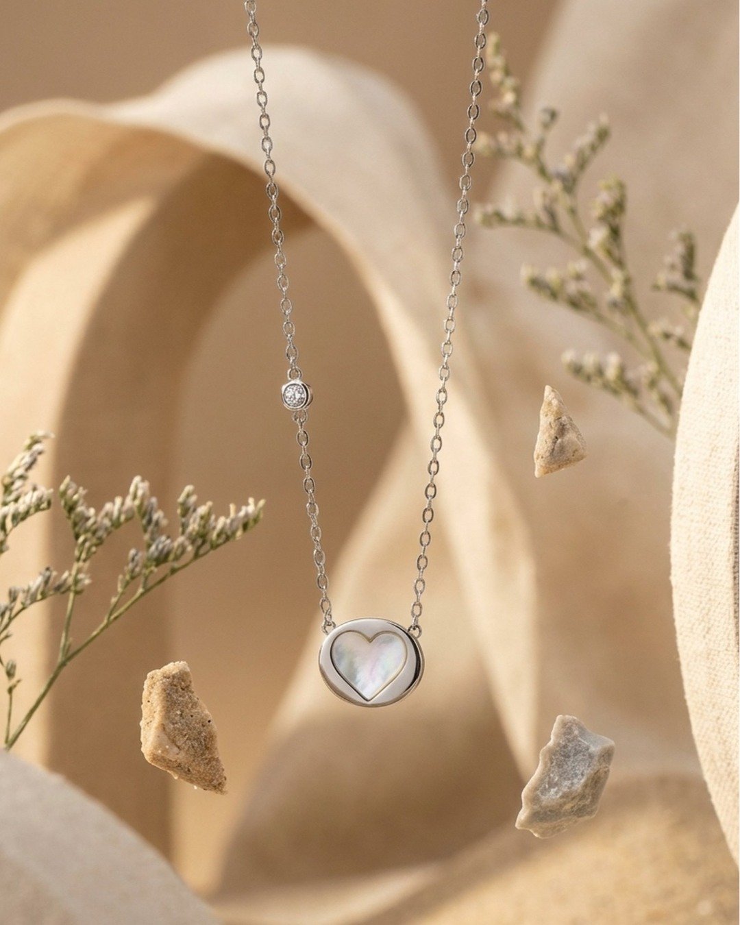 Minimal Double Heart Drop Necklace Set – 925 Sterling Silver — view 5