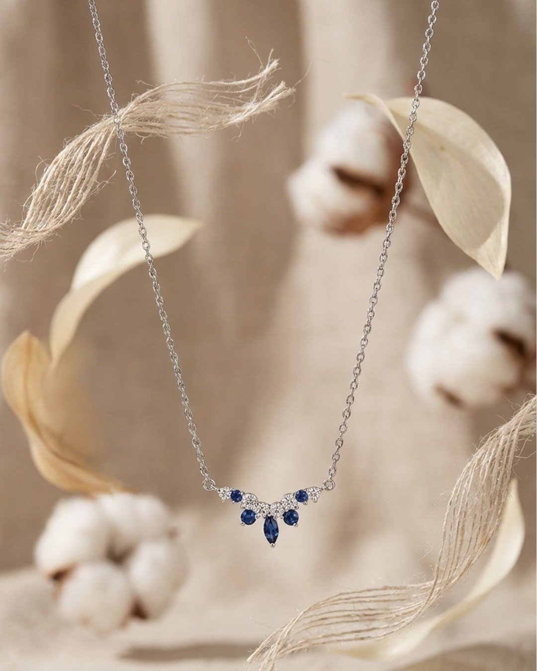 Midnight Sapphire Drop Necklace Set – 925 Sterling Silver — view 4