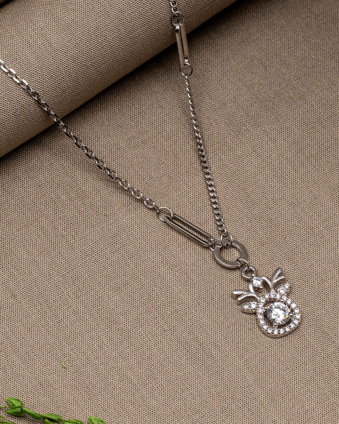 Modern Link Charm Drop Necklace Set – 925 Sterling Silver