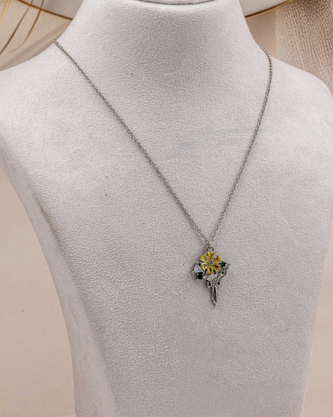 Sunflower Sparkle Bouquet Necklace Set – 925 Sterling Silver — view 4