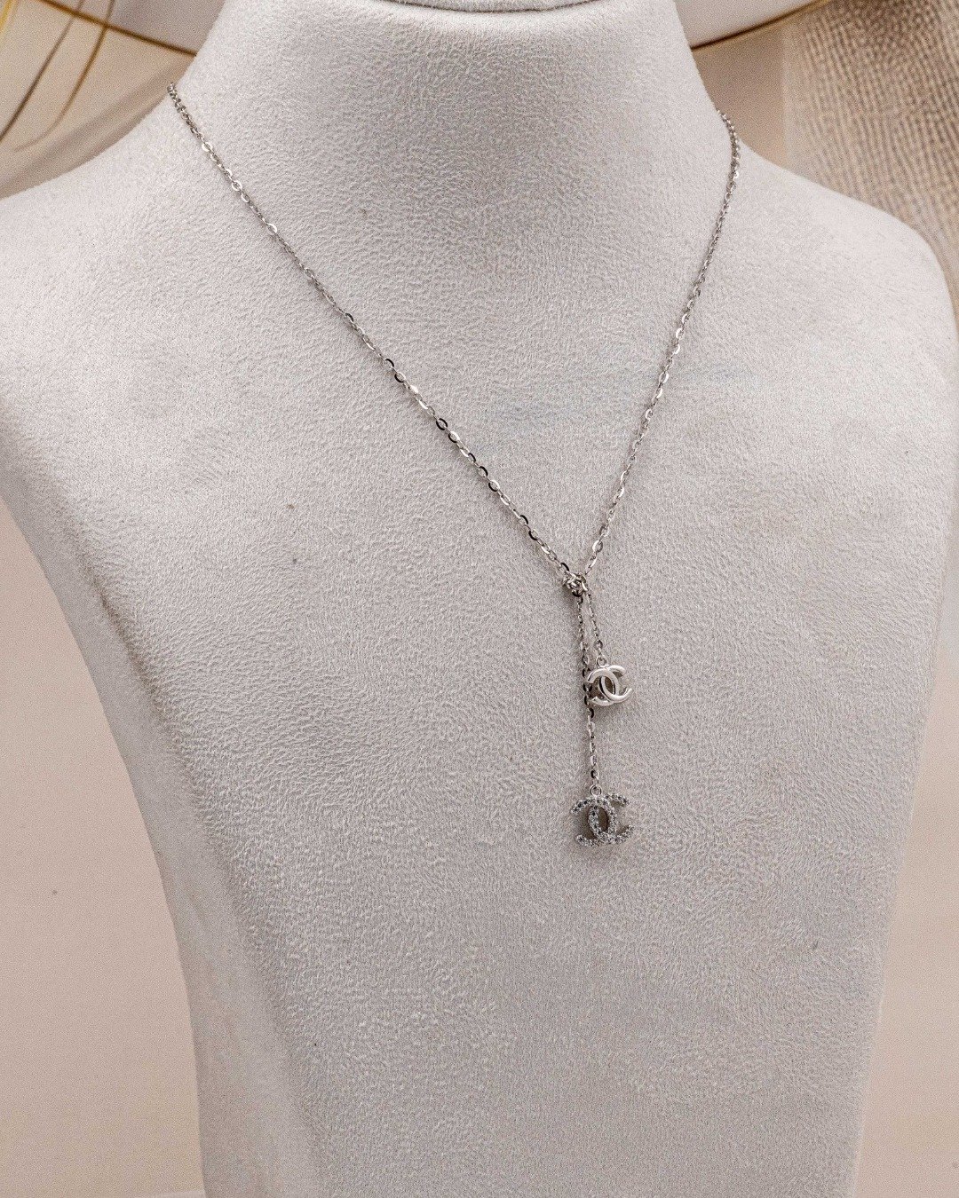 Dual Charm Drop Pendant Necklace Set – 925 Sterling Silver — view 4