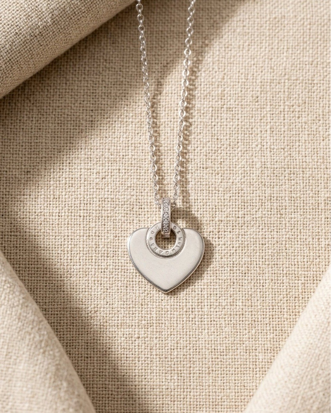 Classic Double Heart Halo Pendant Necklace Set – 925 Sterling Silver — view 4