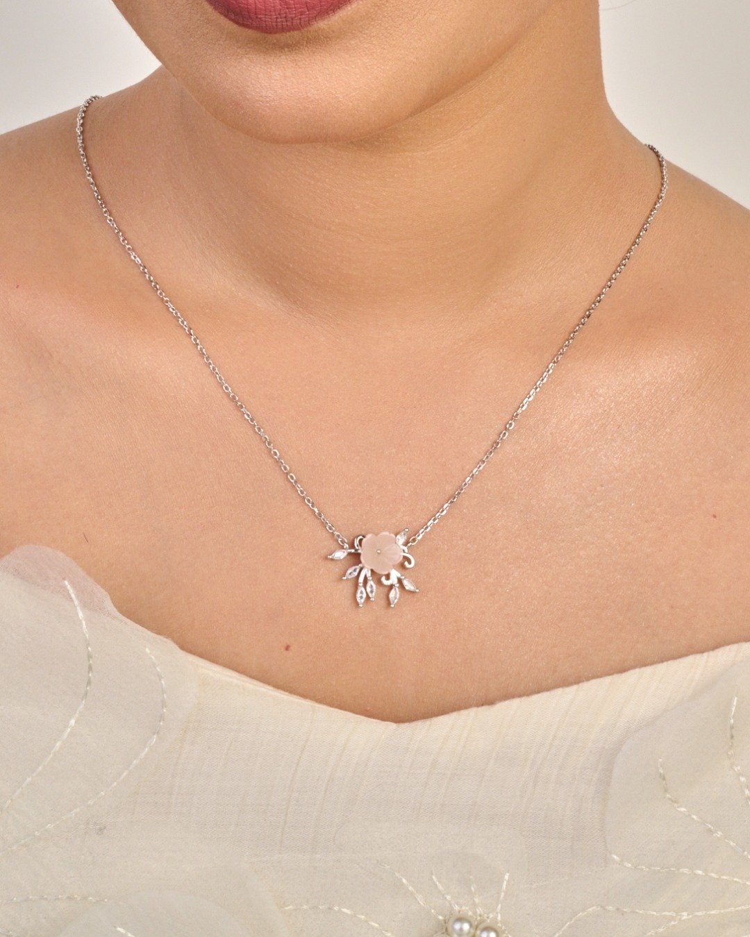 Blossom Dew Drop Necklace Set – 925 Sterling Silver — view 3