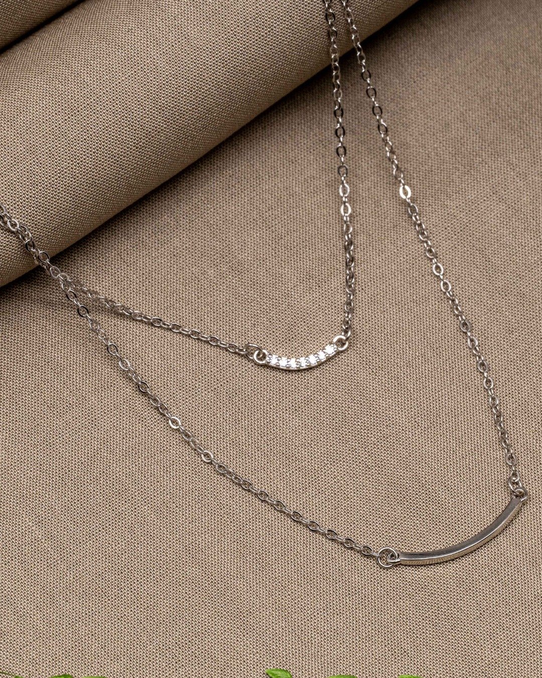 Minimal Double Curve Layered Necklace Set – 925 Sterling Silver