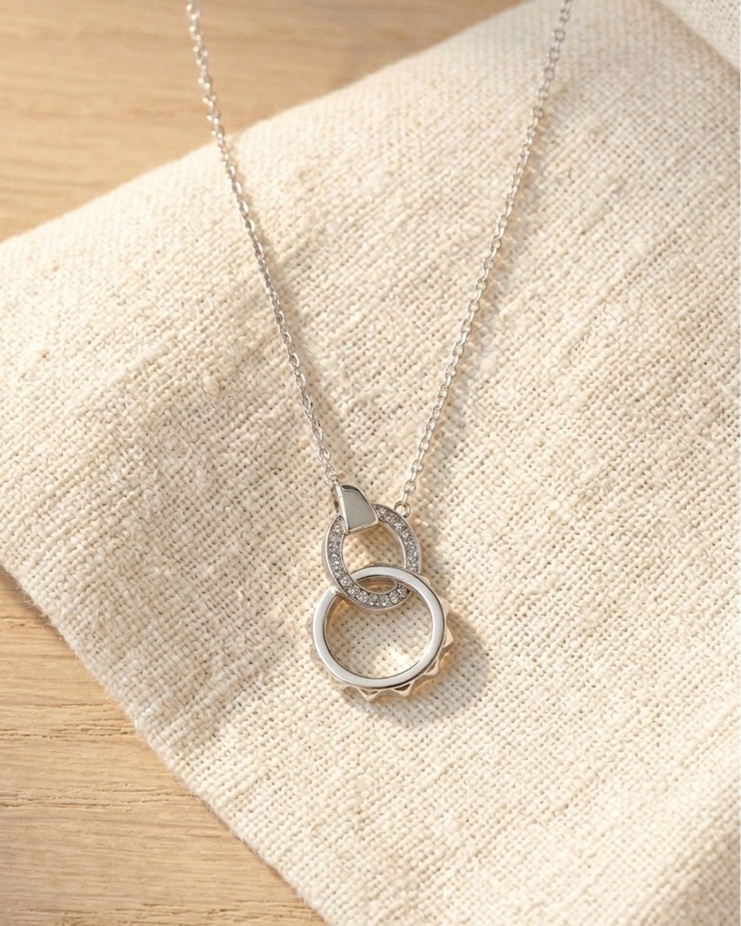 Interlocking Circle Elegance Necklace Set – 925 Sterling Silver — view 4